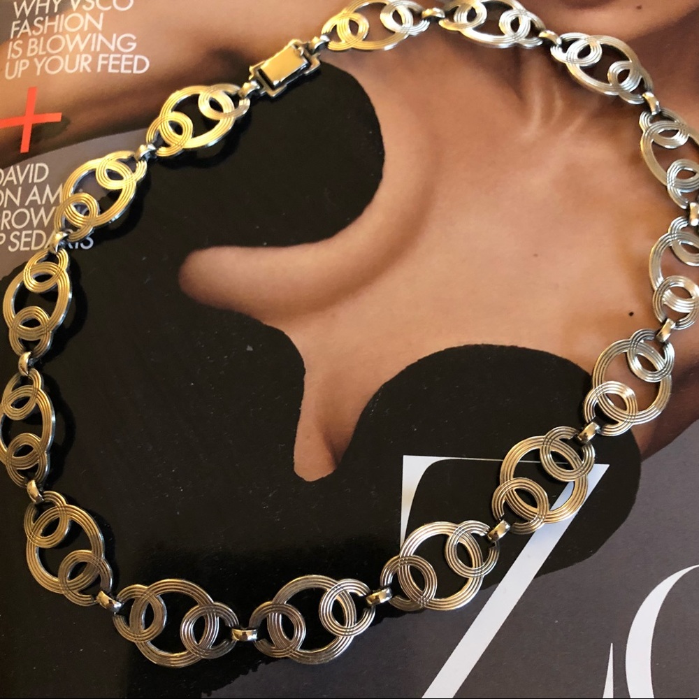 Vintage symmetallic sterling and 14kt necklace